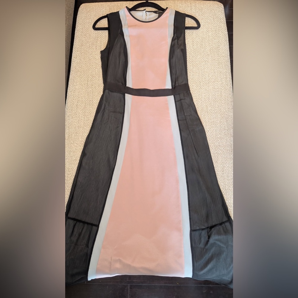 Club Monaco Black and Pink Sheath Midi Dress